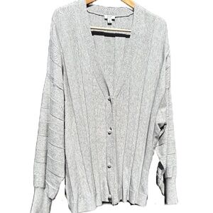 Crown and Ivy cardigan sweater pearl button v-neck gray 2X